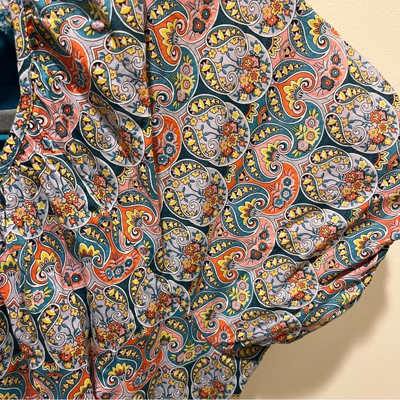 J. Crew Liberty Giorgia Duke Paisley Side Cut Out Puff Sleeve Midi Dress - 6 - Picture 7 of 16